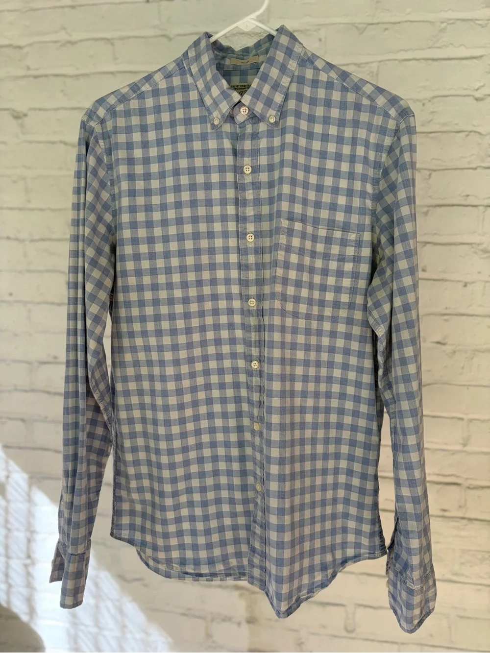 J. CREW Light Blue and White Gingham Button-Down Shirt